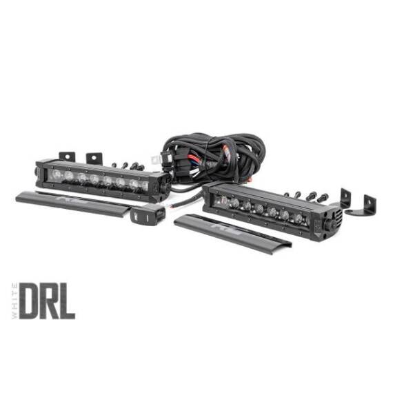 8 Inch CREE LED Light Bar Single Row, Pair Black Series w/Cool White DRL