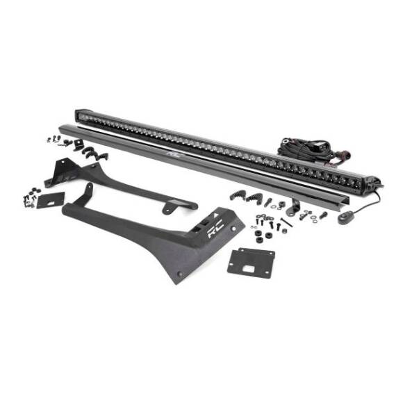 70065.jpg Jeep 50-inch Straight LED Light Bar Upper Windshield Kit w, Single-Row Black ...