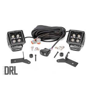70052drl.jpg 2" Mount LED Light Kit Black Series w/ White DRL for Jeep Gladiator JT and Wr...